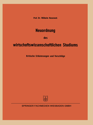 cover image of Neuordnung des wirtschaftswissenschaftlichen Studiums